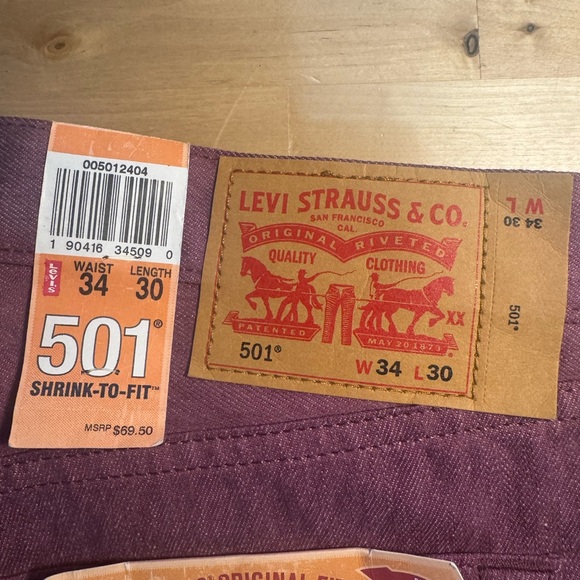 Levi’s 501 Shrink to Fit Button Fly Jean 34x30 Purple READ - Picture 9 of 15